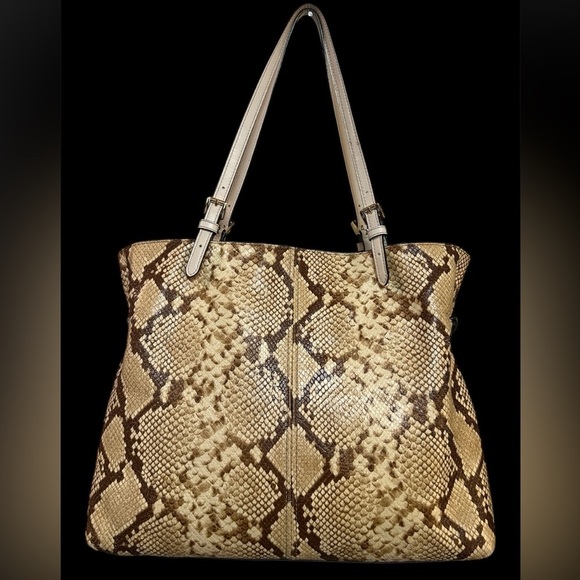 Michael Kors Tan Snake Print Tote Bag, Preloved - Picture 4 of 10